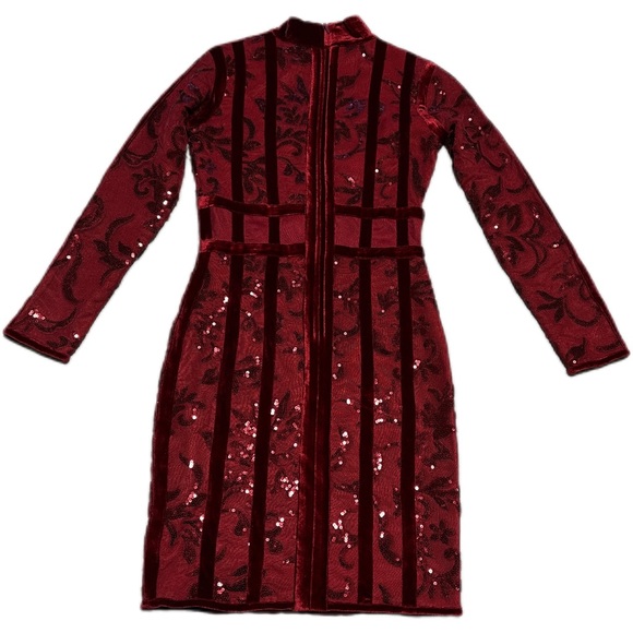 Red velvet sequin corset style mini dress - Picture 6 of 6